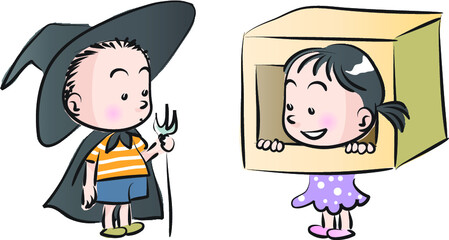 vector drawing cartoon happy halloween comic fun