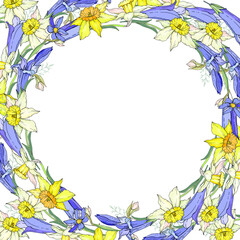 Obraz premium Square greeting card with different floral elements for festive and season design