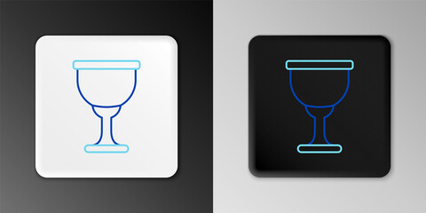 Line Holy grail or chalice icon isolated on grey background. Christian chalice. Christianity icon. Colorful outline concept. Vector.