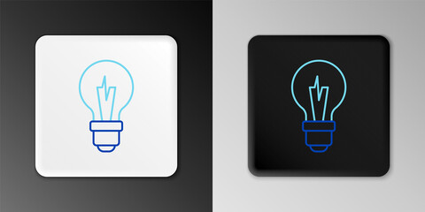 Line Light bulb with concept of idea icon isolated on grey background. Energy and idea symbol. Inspiration concept. Colorful outline concept. Vector.