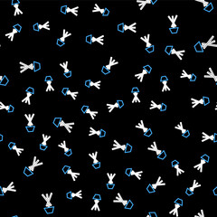 Line Floor lamp icon isolated seamless pattern on black background. Vector.