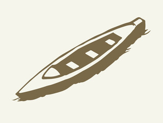Old wooden boat. Vector drawing