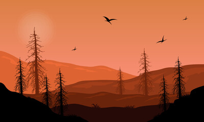 Beautiful twilight sky scenery in the afternoon. Vector illustration of