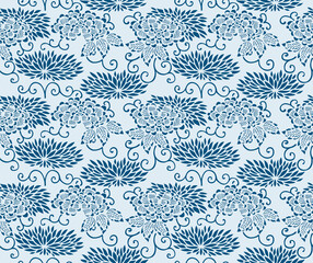 Japanese Luxury Vintage Flower Vector Seamless Pattern