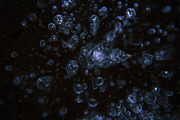air under ice bubbles, abstract seasonal winter cold background outside nature