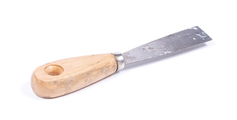 Old used putty knife isolated