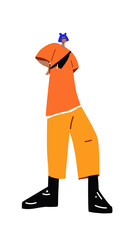 Young woman in stylish clothes. Fashion clothes concept on white background. Fashionable illustration in a minimalist style. Vector print for poster, greeting card, invitation, t-shirt.