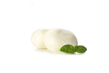 Delicious mozzarella cheese isolated on white background