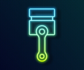 Glowing neon line Engine piston icon isolated on black background. Car engine piston sign. Vector.