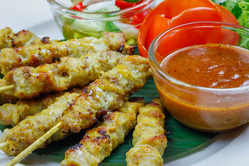 Pork Satay with Peanut Sauce in Thailand