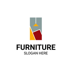 Modern Unique Furniture and Household with Sofa or Chair Icon Logo Vector Design Template Isolated.