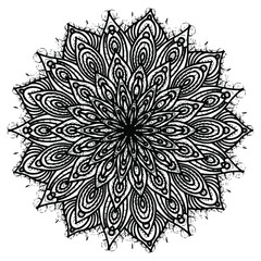 Mandala Round for coloring book. Decorative round ornaments. Flower shape. Oriental vector, Anti-stress therapy. Weave design elements. Yoga logos Vector. Black icon isolated on white background.