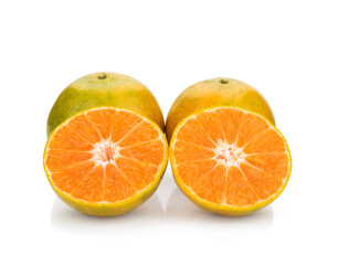 ripe juicy tangerine on a white background