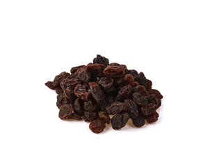 Dried raisins on a white background