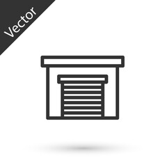 Grey line Garage icon isolated on white background. Vector.