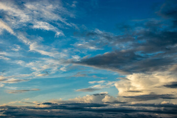 dramatic sky at evening filled with clouds