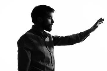 men gesture hands emotions cropped view light background incognito