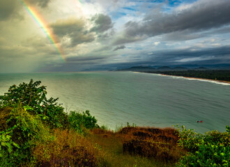 sea shore horizon view from mountain top at morning