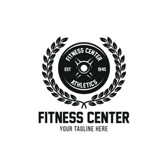 Gym logo in black and white. Fitness center logo.
