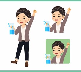 A man in a brown cardigan