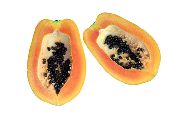 papaya isolated on white background.
