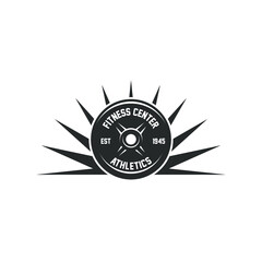 Gym logo in black and white. Fitness center logo.