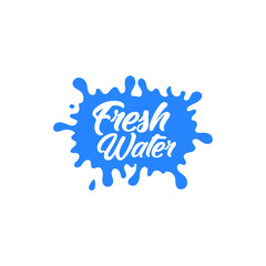  Water Splash Logo Symbol. Natural Spring water logo design Label template in white background