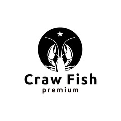 Crayfish Prawn Shrimp Lobster Claw Seafood Circular Label Logo Design Inspiration