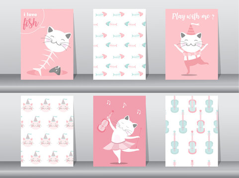 Set of cute animals poster ,template ,cards, animal,Vector illustrations