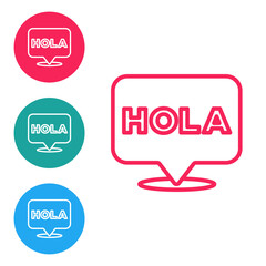 Red line Hola icon isolated on white background. Set icons in circle buttons. Vector. © vector_v