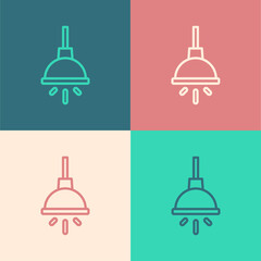 Pop art line Chandelier icon isolated on color background. Vector.