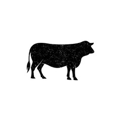 Beef, Cow, Vintage Logo, Retro Print, Poster for Butchery Meat Shop, Cow Silhouette, Logo Template for Meat Business, Meat Shop, Vector Illustration