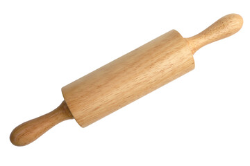 Wooden rolling pin on white background, clipping path included.