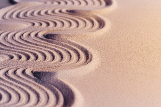 Ornaments On Sand In Japanese Zen Garden