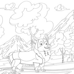 Coloring Book or Coloring Page Black And White Cartoon   Purebred Dogs or Puppies