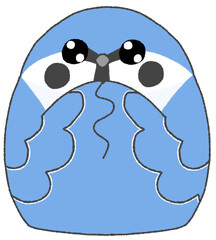 キラキラした瞳で見つめるかわいいスズメ（青色）