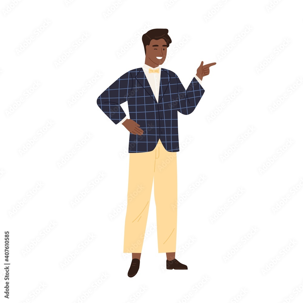 Poster confident winking seducer isolated on white background. cool charming african american man flirting,