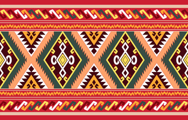 Geometric ethnic pattern traditional Design for background,carpet,wallpaper,clothing,wrapping,Batik,fabric,sarong,Vector illustration embroidery style.