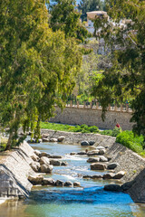 Fototapeta na wymiar Tour of the Paseo del Salón, along the Genil river and Ronda, Granada. Spain