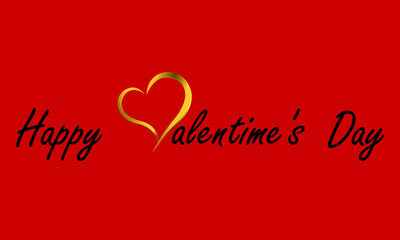 Happy Valentines Day Messages. Gold heart instead of V. Valentines day love show on red background.