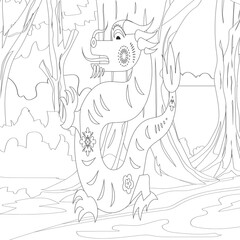 Coloring Book or Coloring Page Black And White Cartoon   Purebred Dogs or Puppies