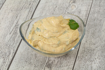 Hummus snack with olive oil