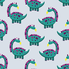 Pattern of cute dinosaurs. vector illustration.