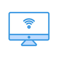 Computer icon vector illustration in blue style about internet of things for any projects