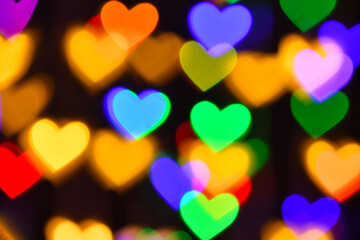 colorful hearts illumination for holiday or abstract boke background