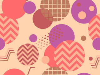 Seamless pattern with geometric shapes in the style of the 80s. Trendy retro background for printing on paper, advertising materials and fabric. Vector illustration