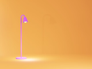 The lamp isolated on orange background in 3d illustration