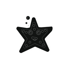 childish illustration, of starfish on white background