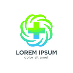 Cross Sign Medical Logo Health Symbol Pharmacy Icon. Flat Vector Logo Design Template Element 