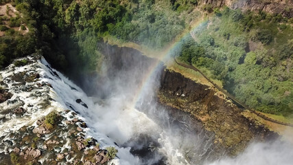 The Victoria Falls at the Border of Zimbabwe and Zambia in Africa. The Great Victoria Falls One of...